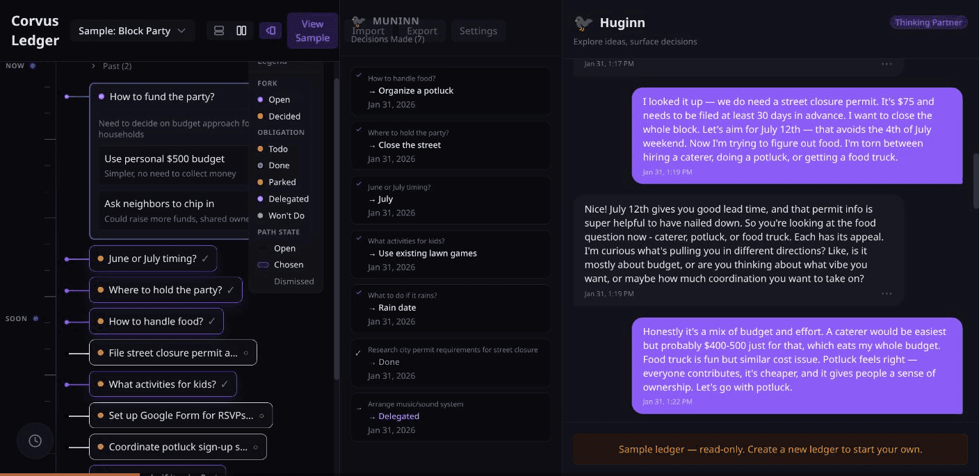 Fork detail view showing decision paths